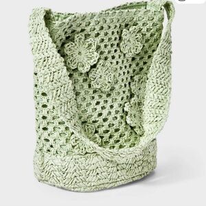 A New Day Light Green Crochet Bucket Bag